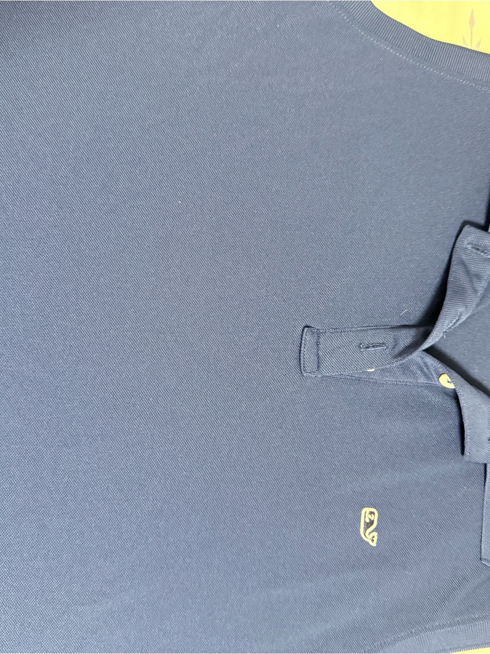 Vineyard Vines Navy Polo with Yellow Whale Logo